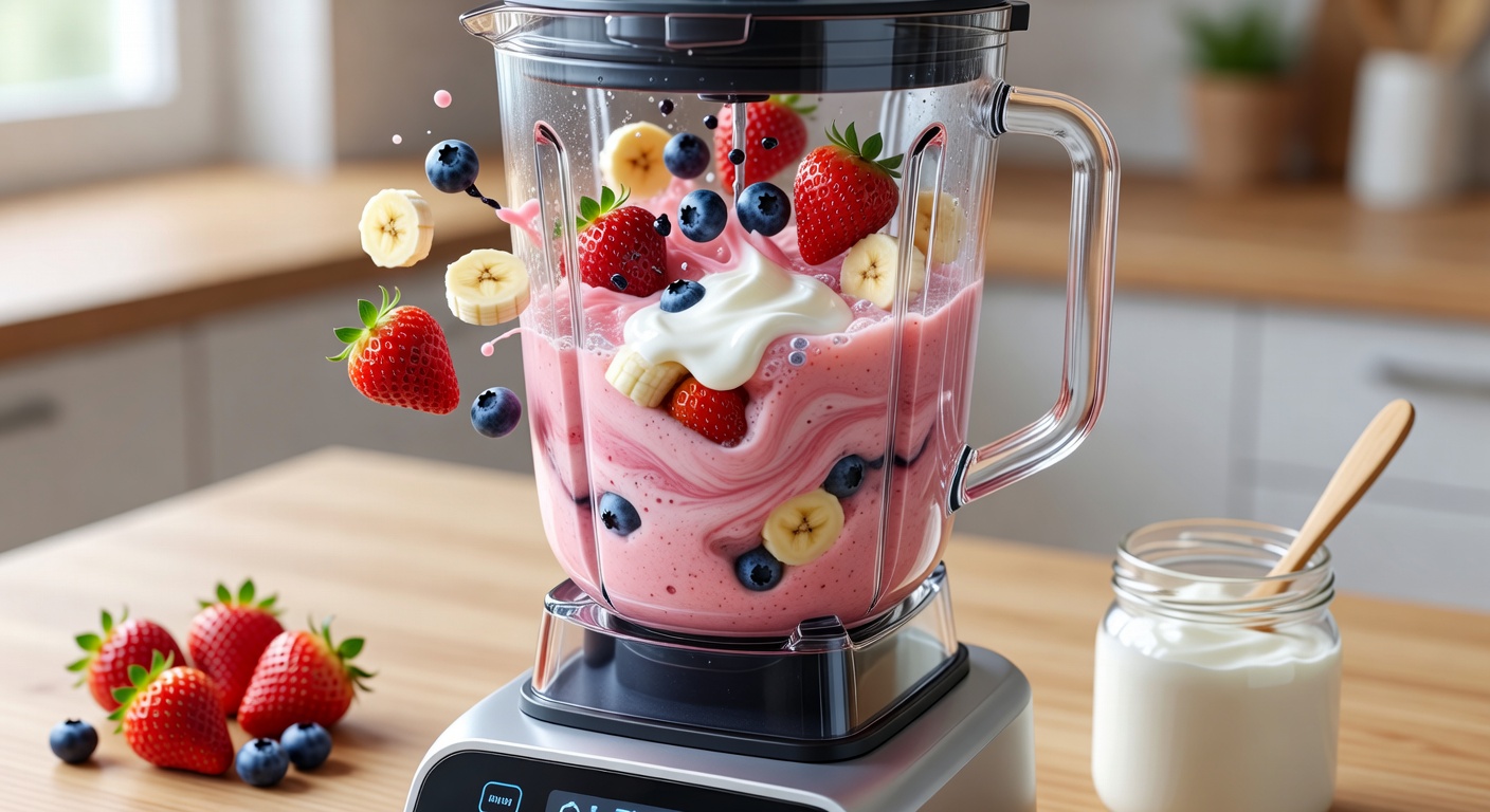 Blender mixing a smoothie
