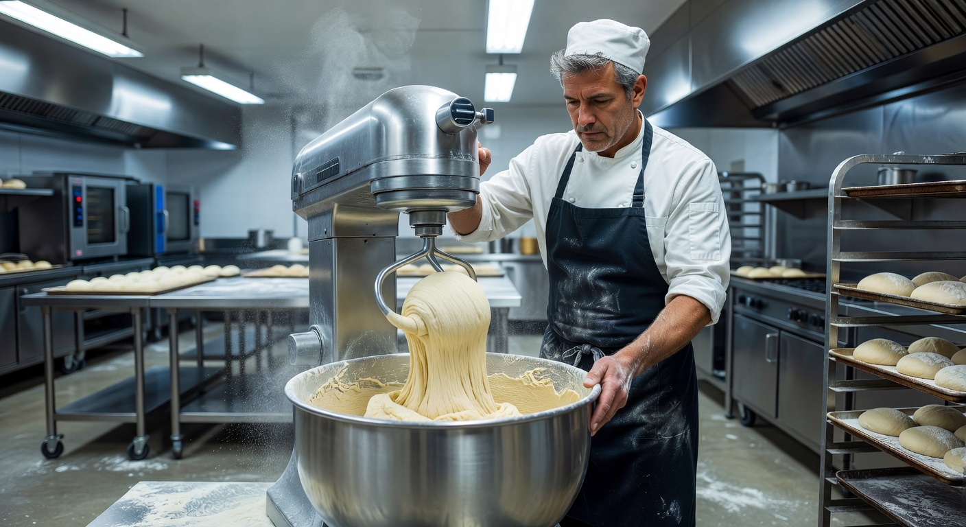 Chef using stand mixer